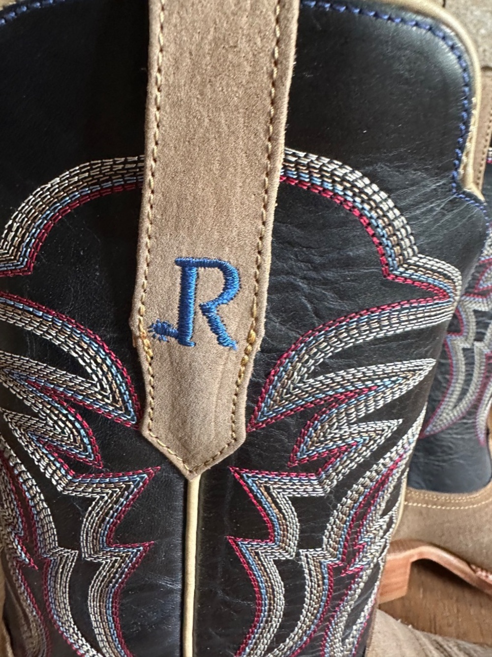 R. Watson Boar Leather Cowboy Boots Wide Square Toe RW8604-2 Men’s 8.5D Western - Picture 11 of 14